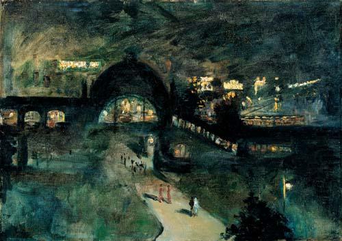 Lesser Ury Bahnhof Nollendorfplatz bei Nacht china oil painting image